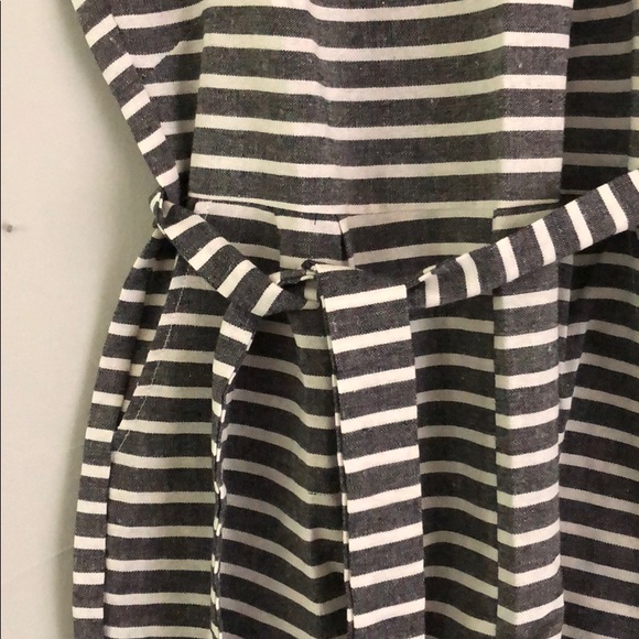 Grey and White Tie Front Romper - Picture 3 of 5